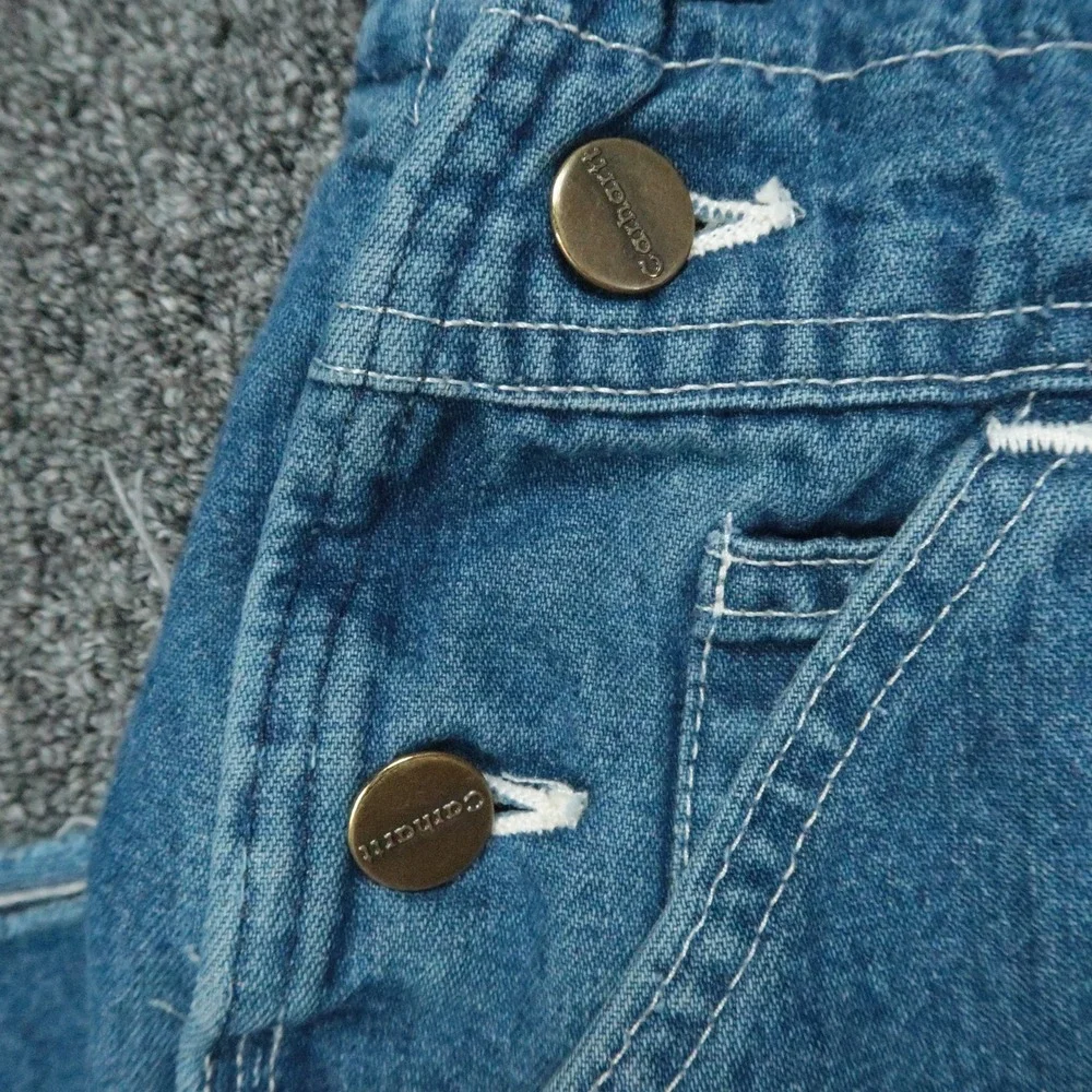 VINTAGE Carhartt Overalls Mens Blue Denim Bib Straight Leg Workwear 44x28